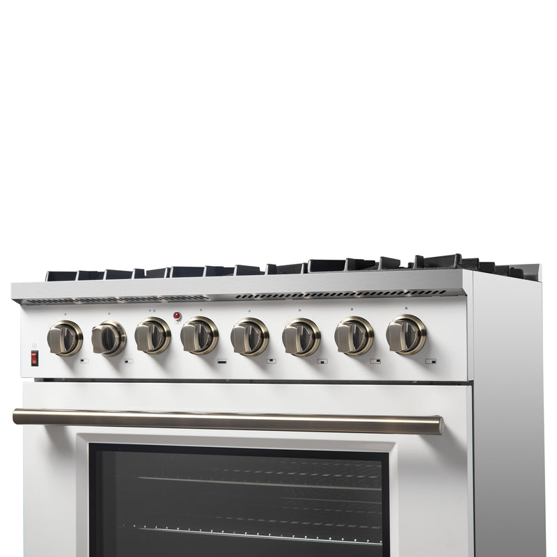 Load image into Gallery viewer, Forno Galiano 36&quot; Freestanding Dual Fuel Range in White
