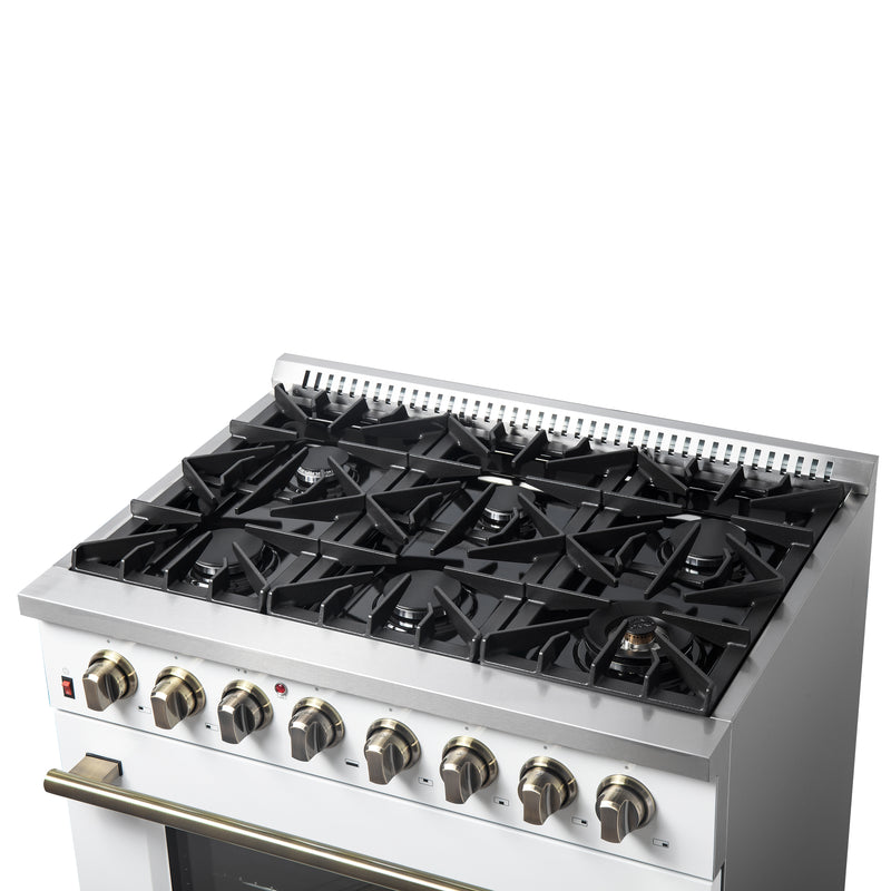 Load image into Gallery viewer, Forno Galiano 36&quot; Freestanding Dual Fuel Range in White
