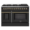 Forno Galiano 48-inch, Black Dual Fuel Range with 8 Sealed Burners and Double Ovens and Griddle - FFSGS6156-48BLK