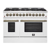Galiano 48-inch, White Dual Fuel Range with 8 Sealed Burners and Double Ovens - FFSGS6156-48WHT