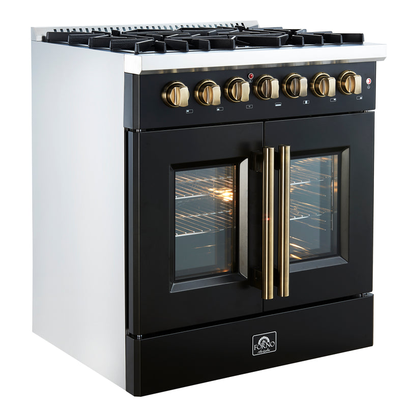 Load image into Gallery viewer, Forno Galiano 30-inch Freestanding French Door Dual Fuel Range Black
