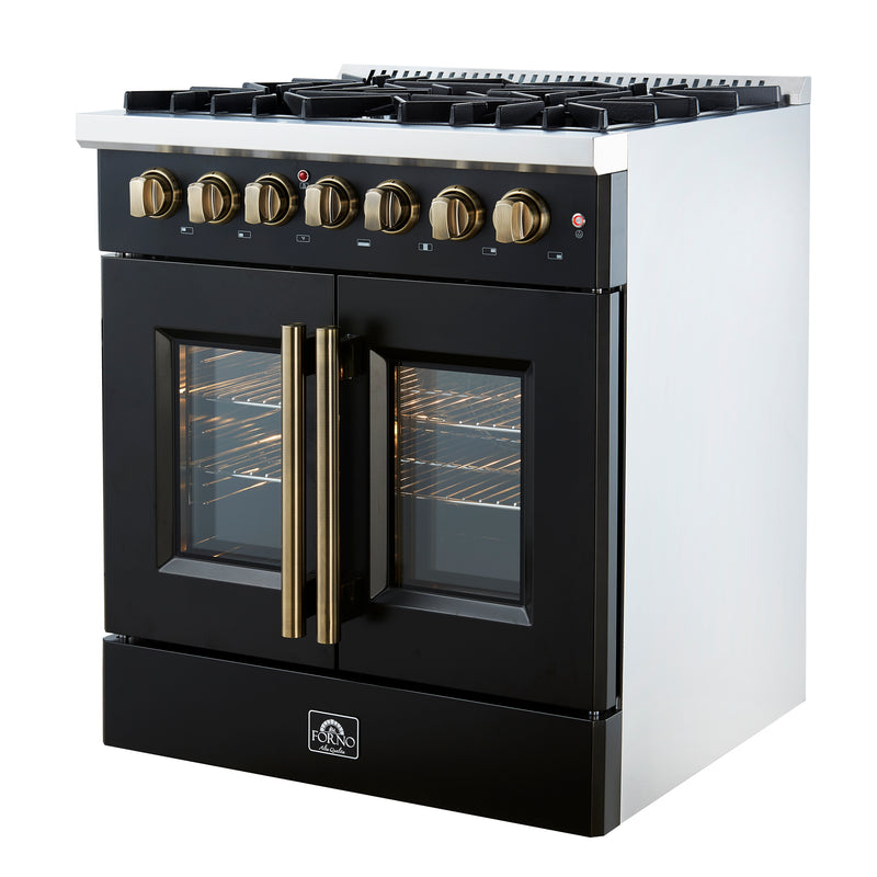 Load image into Gallery viewer, Forno Galiano 30-inch Freestanding French Door Dual Fuel Range Black
