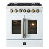 Forno Galiano 30-inch, White Freestanding French Door Dual Fuel Range - FFSGS6356-30WHT