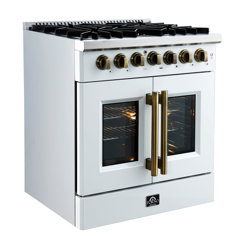 Load image into Gallery viewer, Forno Galiano 30-inch Freestanding French Door Dual Fuel Range White
