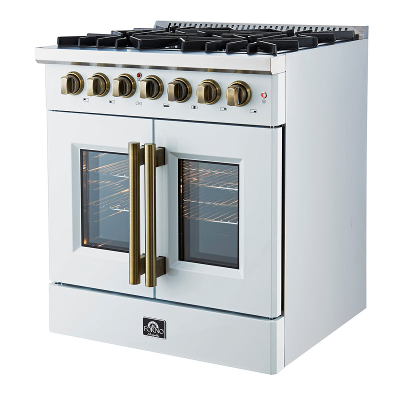 Load image into Gallery viewer, Forno Galiano 30-inch Freestanding French Door Dual Fuel Range White
