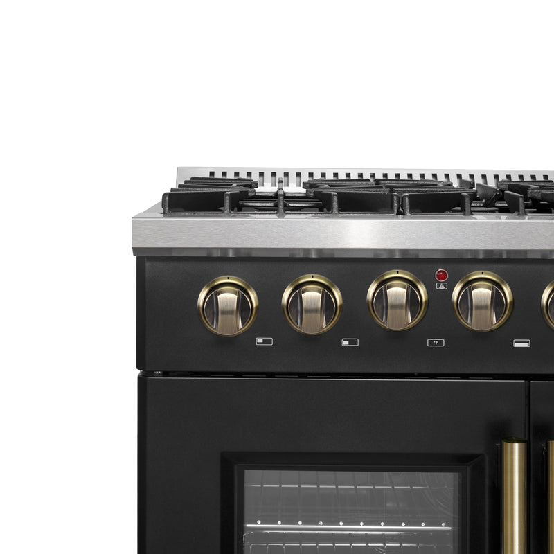 Load image into Gallery viewer, Forno Galiano 36-inch Freestanding French Door Dual Fuel Range Black
