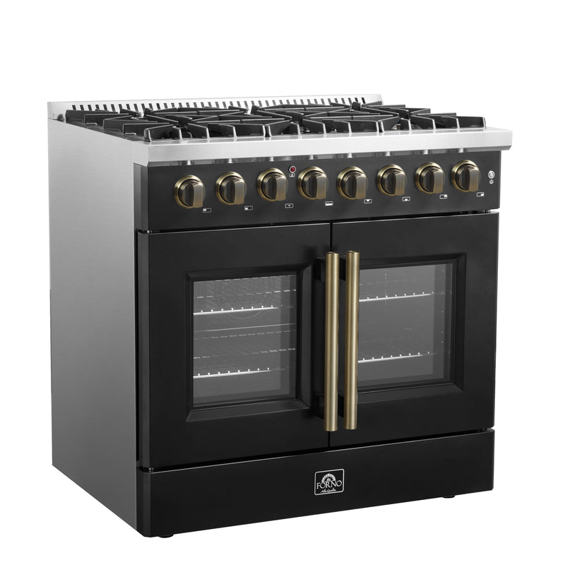 Load image into Gallery viewer, Forno Galiano 36-inch Freestanding French Door Dual Fuel Range Black
