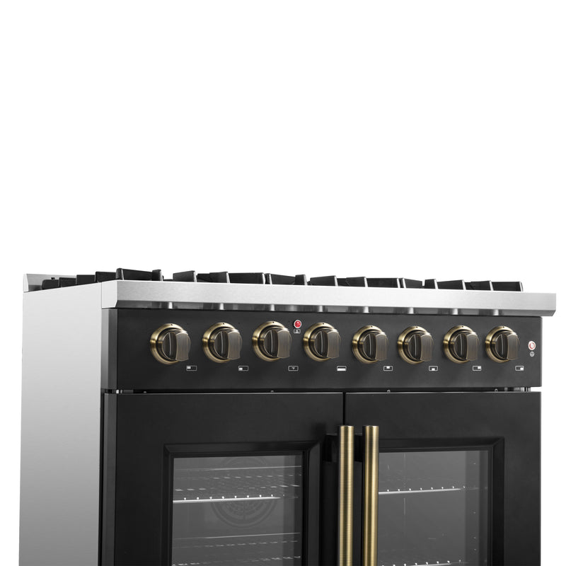 Load image into Gallery viewer, Forno Galiano 36-inch Freestanding French Door Dual Fuel Range Black
