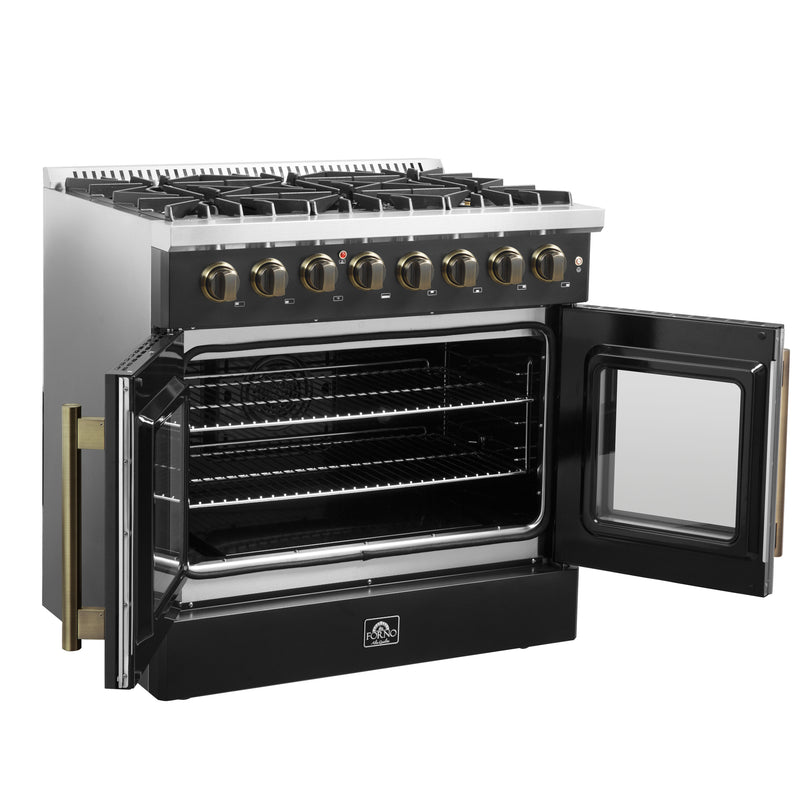 Load image into Gallery viewer, Forno Galiano 36-inch Freestanding French Door Dual Fuel Range Black
