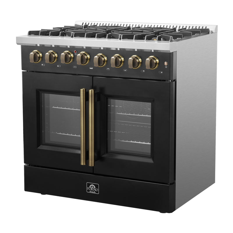 Load image into Gallery viewer, Forno Galiano 36-inch Freestanding French Door Dual Fuel Range Black
