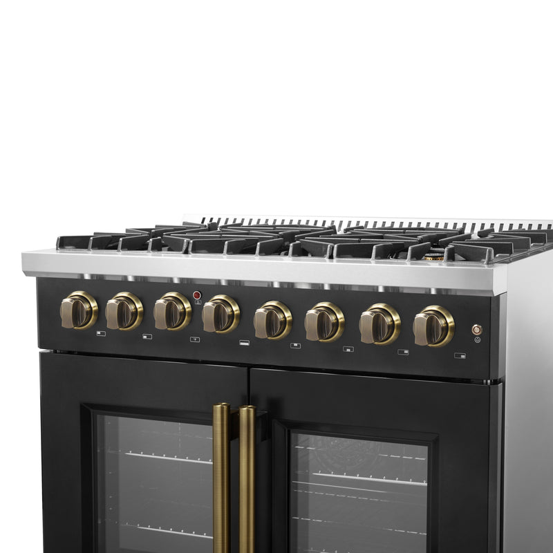 Load image into Gallery viewer, Forno Galiano 36-inch Freestanding French Door Dual Fuel Range Black
