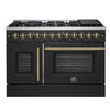 Forno Galiano 48-inch, Black French Door Dual Fuel Range with 8 Sealed Burners and Double Ovens - FFSGS6356-48BLK