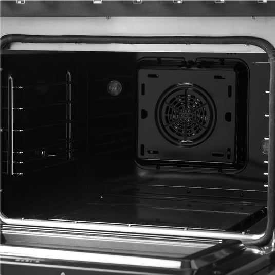 Forno Galiano 48-inch French Door Dual Fuel Range, Black & Antique Brass Design, 8 Sealed Burners - 107,000 BTU, Griddle, 6.58 cu.ft. Double Ovens