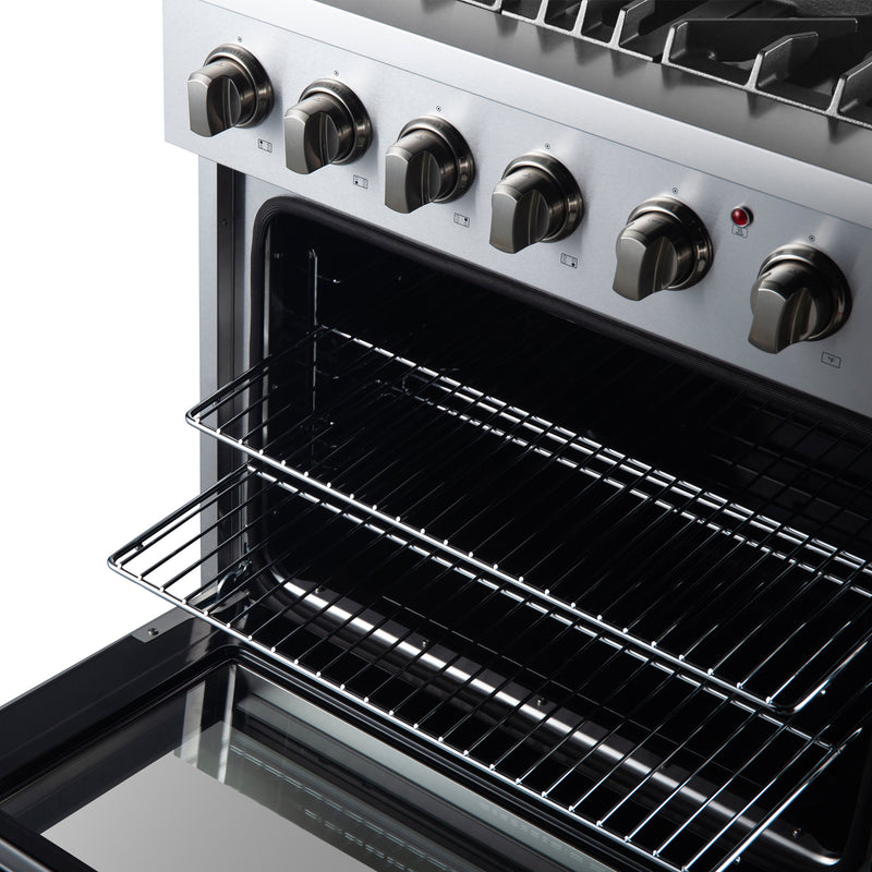 Load image into Gallery viewer, Forno Marco 30-Inch Dual Fuel Range, Stainless Steel, 4 Burners, 37,000 BTU, True Convection Oven, Energy Efficient
