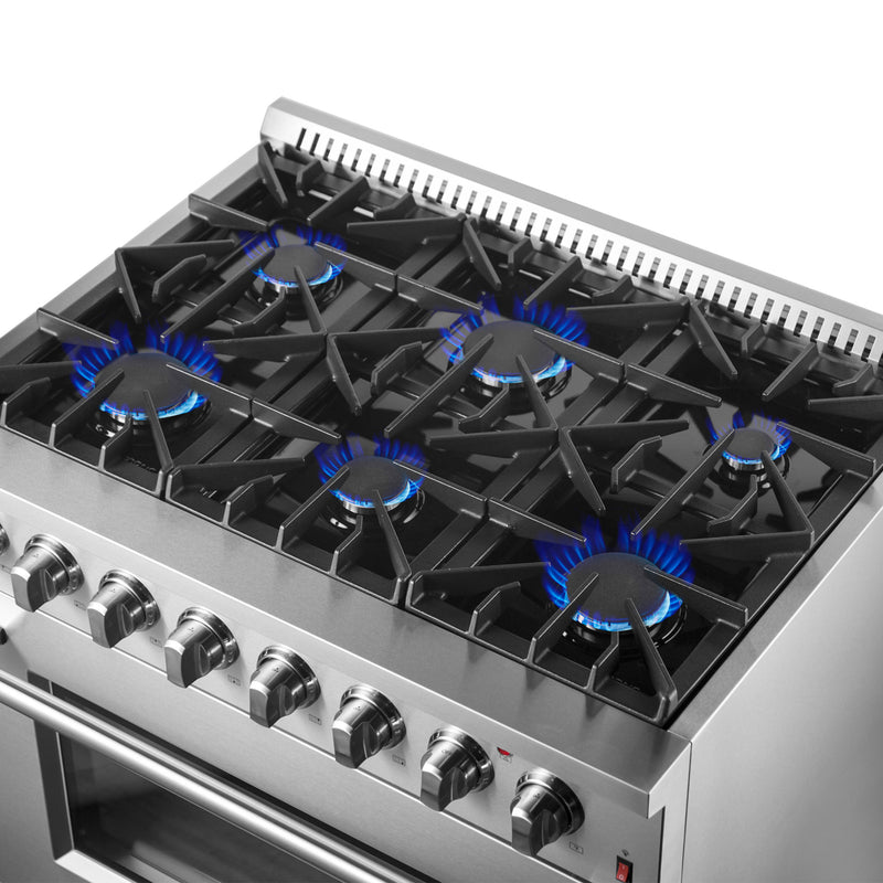 Load image into Gallery viewer, Forno Marco 36-Inch Dual Fuel Range, Stainless Steel, 6 Burners, 67,000 BTU, True Convection Oven, Energy Efficient
