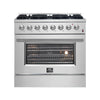 Forno Marco 36-Inch, Stainless Steel Dual Fuel Range with 6 Burners - FFSGS6197-36
