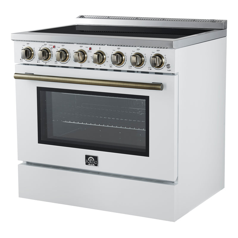 Load image into Gallery viewer, Forno Paolo 36 Inch White Freestanding Electric Range, Stainless Steel, 5.44 cu.ft, True Convection Oven, Energy Efficient
