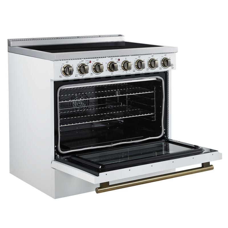 Load image into Gallery viewer, Forno Paolo 36 Inch White Freestanding Electric Range, Stainless Steel, 5.44 cu.ft, True Convection Oven, Energy Efficient
