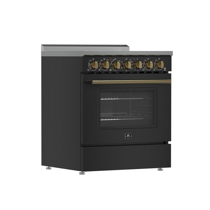 Load image into Gallery viewer, Forno Paolo 30-Inch Freestanding Electric Range, Black, 4.38 cu.ft, True Convection Oven, Energy Efficient
