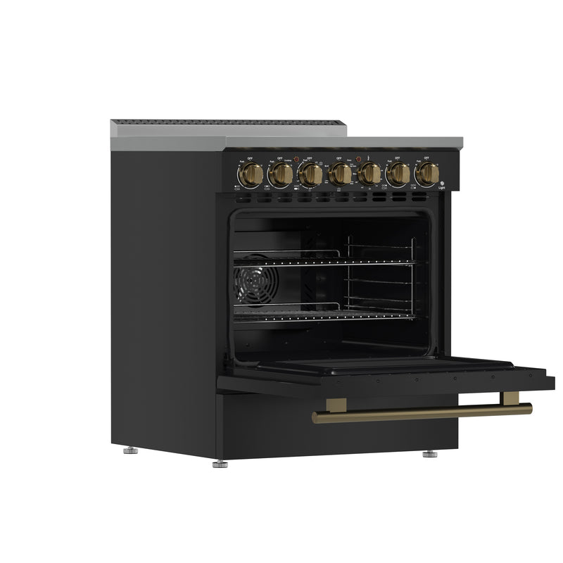 Load image into Gallery viewer, Forno Paolo 30-Inch Freestanding Electric Range, Black, 4.38 cu.ft, True Convection Oven, Energy Efficient
