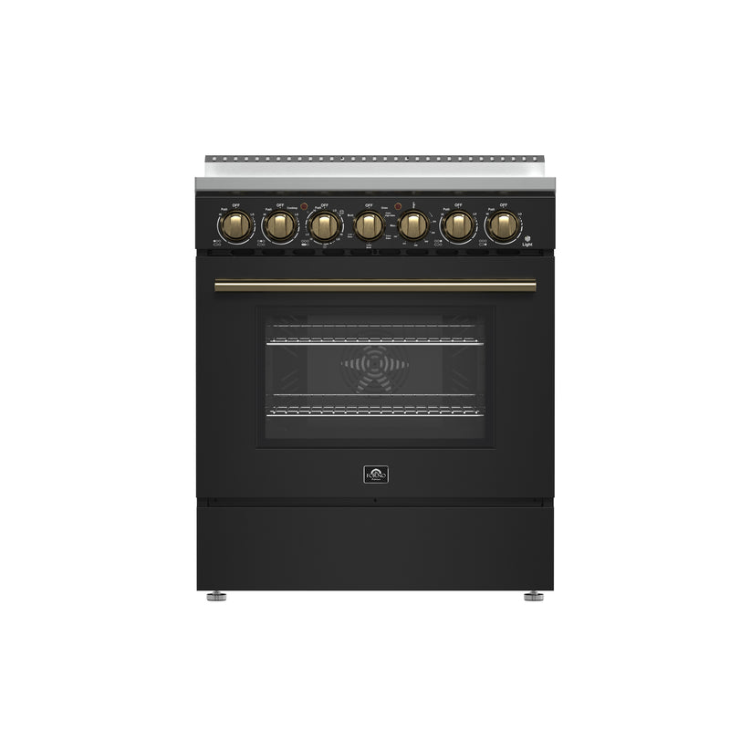 Load image into Gallery viewer, Forno Paolo 30-Inch Freestanding Electric Range, Black, 4.38 cu.ft, True Convection Oven, Energy Efficient
