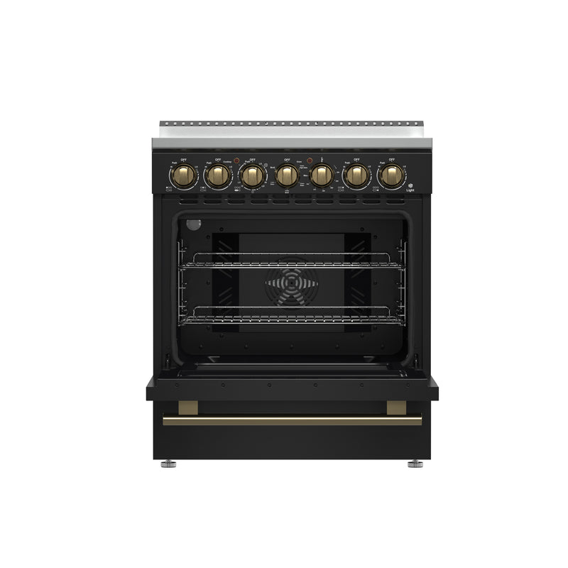 Load image into Gallery viewer, Forno Paolo 30-Inch Freestanding Electric Range, Black, 4.38 cu.ft, True Convection Oven, Energy Efficient

