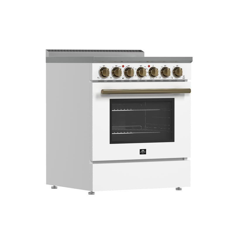 Load image into Gallery viewer, Forno Paolo 30-Inch Freestanding Electric Range, White, 4.38 cu.ft, True Convection Oven, Energy Efficient
