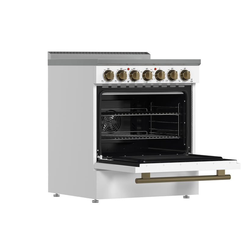 Load image into Gallery viewer, Forno Paolo 30-Inch Freestanding Electric Range, White, 4.38 cu.ft, True Convection Oven, Energy Efficient
