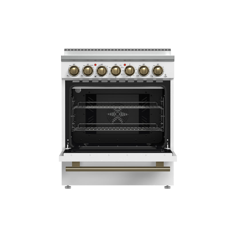Load image into Gallery viewer, Forno Paolo 30-Inch Freestanding Electric Range, White, 4.38 cu.ft, True Convection Oven, Energy Efficient
