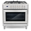 Cosmo Commercial-Style 36 inch, Stainless Steel Single Oven Dual Fuel Range - F965