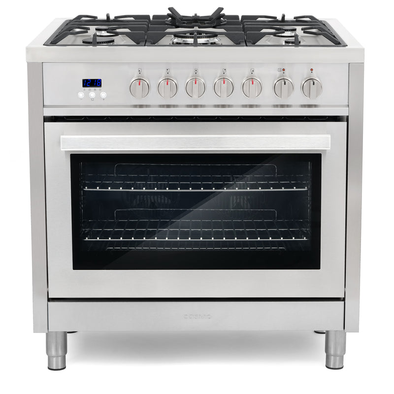 Load image into Gallery viewer, Cosmo Commercial-Style 36 inch, Stainless Steel Single Oven Dual Fuel Range - F965
