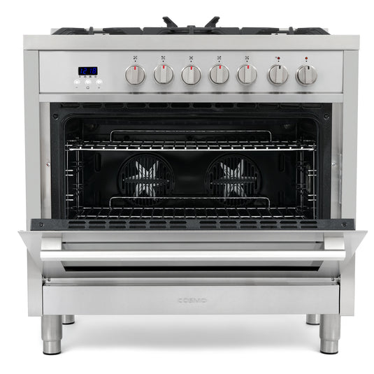 Cosmo Commercial-Style 36 inch, Stainless Steel Single Oven Dual Fuel Range - F965