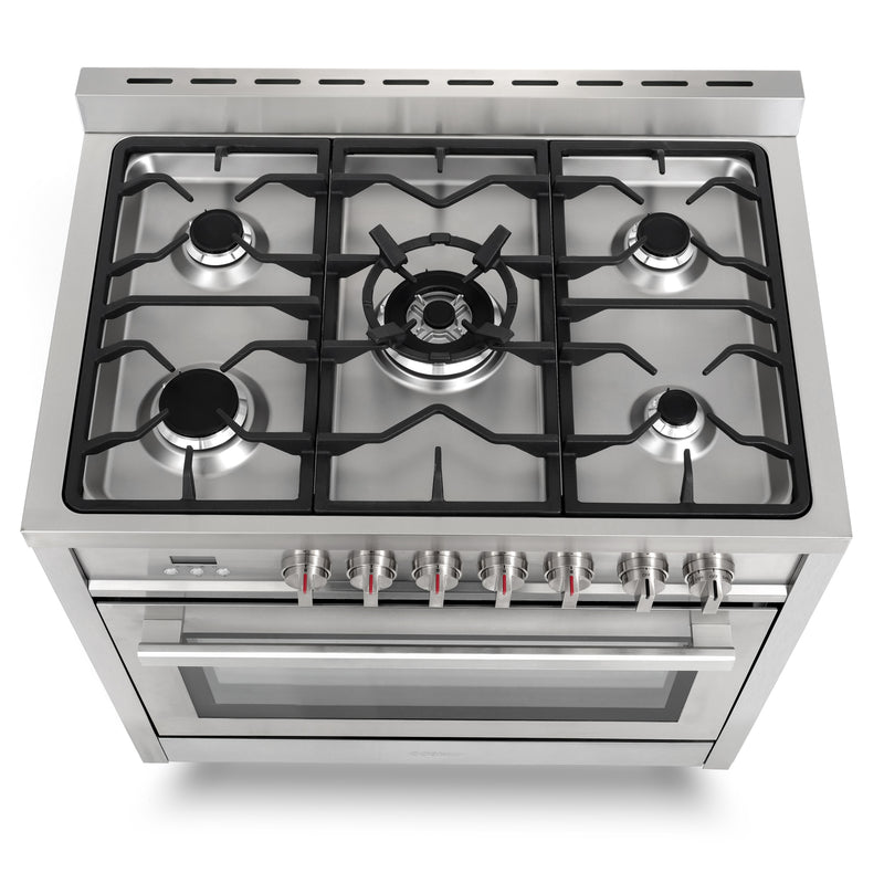 Load image into Gallery viewer, Cosmo Commercial-Style 36 inch, Stainless Steel Single Oven Dual Fuel Range - F965
