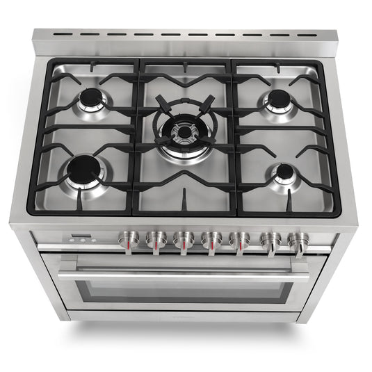 Cosmo Commercial-Style 36 inch, Stainless Steel Single Oven Dual Fuel Range - F965
