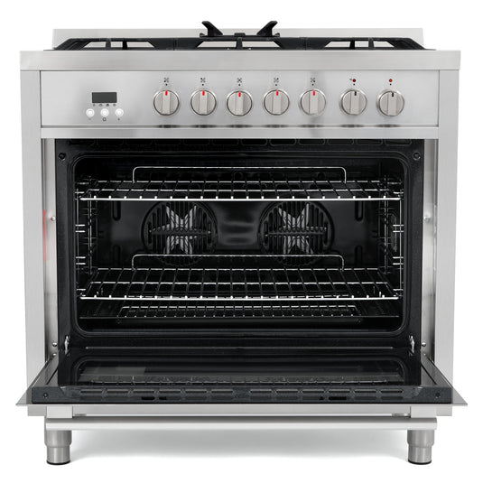 Cosmo Commercial-Style 36 inch, Stainless Steel Single Oven Dual Fuel Range - F965