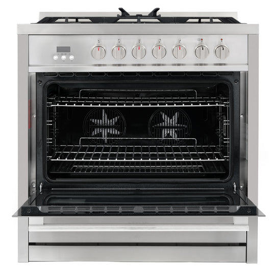 Cosmo Commercial-Style 36 inch, Stainless Steel Dual Fuel Range Convection Oven - F965NF