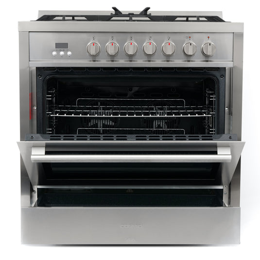 Cosmo Commercial-Style 36 inch, Stainless Steel Dual Fuel Range Convection Oven - F965NF