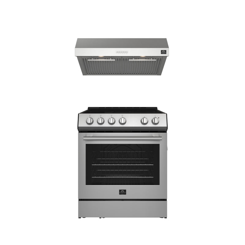 Load image into Gallery viewer, FORNO Premium 2-Piece Kitchen Bundle - Leonardo Espresso 30&quot; Stainless Steel Range, 30&quot; Stainless Steel Range Hood - FBDL-002-01US
