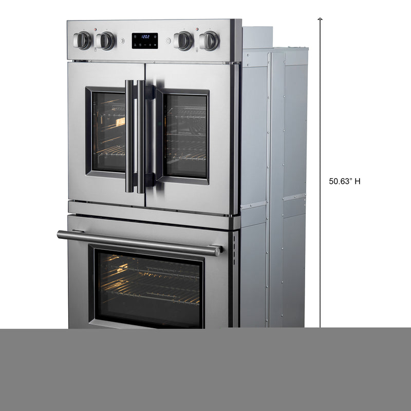 Load image into Gallery viewer, Forno Asti 30-Inch Double Electric Wall Oven with Upper French Doors in Stainless Steel, 7.36 cu. ft. Dual True Convection, 7,200W, Air Fry, Sous Vide, Self-Clean
