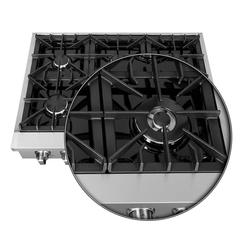 Load image into Gallery viewer, Forno Cossato Alta Qualita 36-Inch Pro-Style Gas Rangetop, Stainless Steel, 6 Sealed Burners, 83,000 BTU Total Output, Continuous Cast Iron Grates
