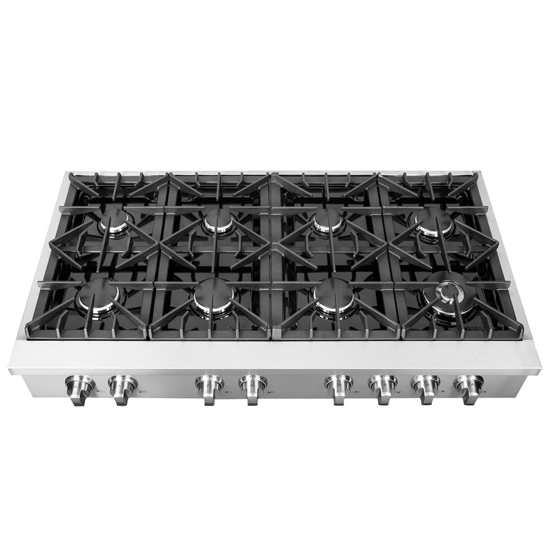 Load image into Gallery viewer, Forno Cossato Alta Qualita 48-Inch Pro-Style Gas Rangetop, Stainless Steel, 8 Sealed Burners, 107,000 BTU Total Output, Continuous Cast Iron Grates
