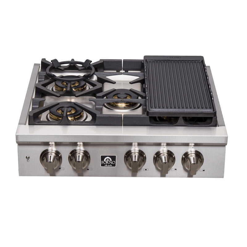 Load image into Gallery viewer, Forno Spezia Alta Qualita 30-Inch Pro-Style Gas Rangetop, Stainless Steel, 4 Sealed Burners, Continuous Cast Iron Grates, High Heat Output

