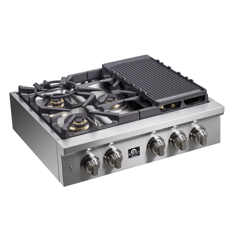 Load image into Gallery viewer, Forno Spezia Alta Qualita 30-Inch Pro-Style Gas Rangetop, Stainless Steel, 4 Sealed Burners, Continuous Cast Iron Grates, High Heat Output
