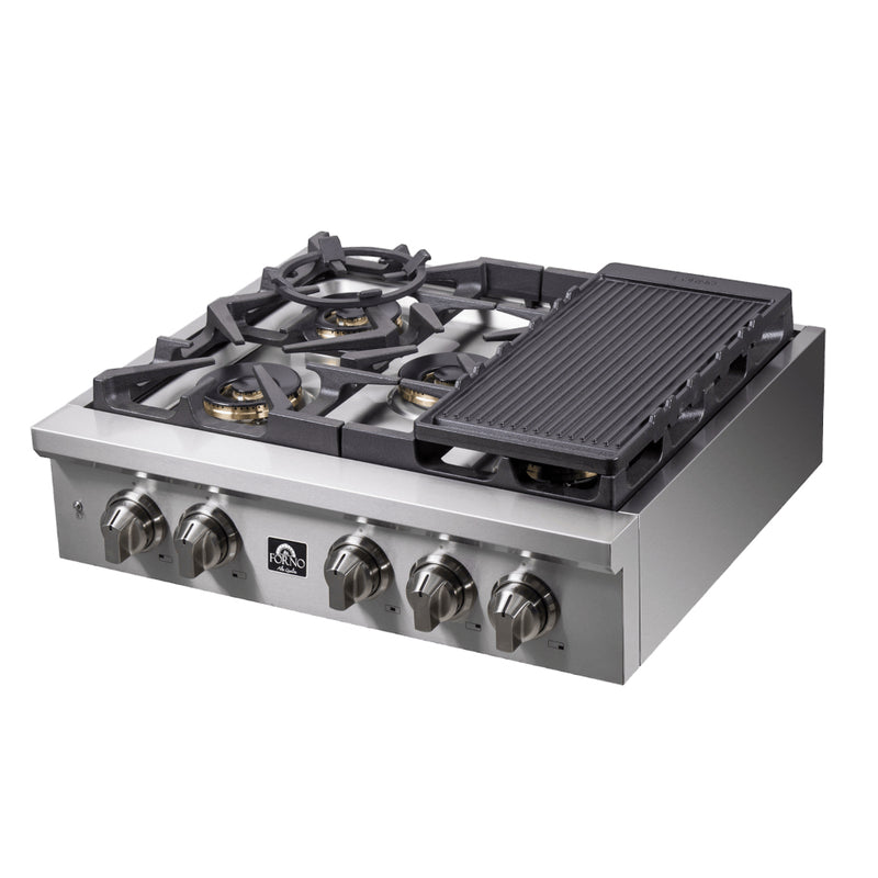 Load image into Gallery viewer, Forno Spezia Alta Qualita 30-Inch Pro-Style Gas Rangetop, Stainless Steel, 4 Sealed Burners, Continuous Cast Iron Grates, High Heat Output
