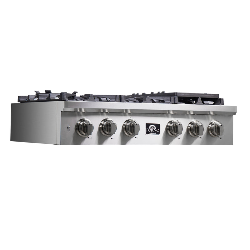 Load image into Gallery viewer, Forno Spezia Alta Qualita 36-Inch Pro-Style Gas Rangetop, Stainless Steel, 6 Sealed Burners, Continuous Cast Iron Grates, High Heat Output
