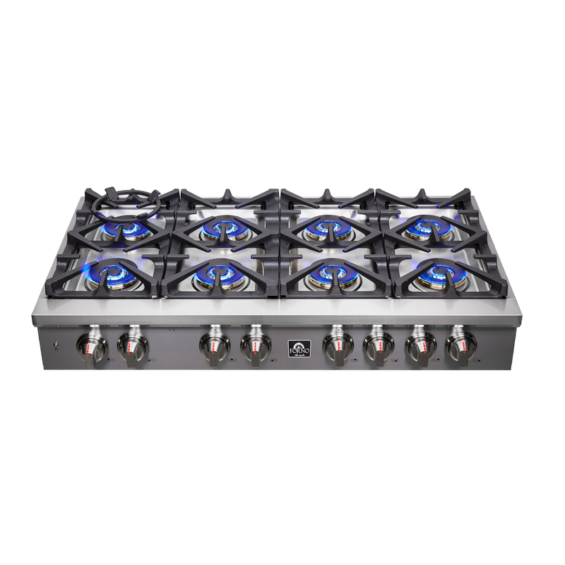 Load image into Gallery viewer, Forno Spezia Alta Qualita 48-Inch Pro-Style Gas Rangetop, Stainless Steel, 6 Sealed Burners, Continuous Cast Iron Grates, High Heat Output
