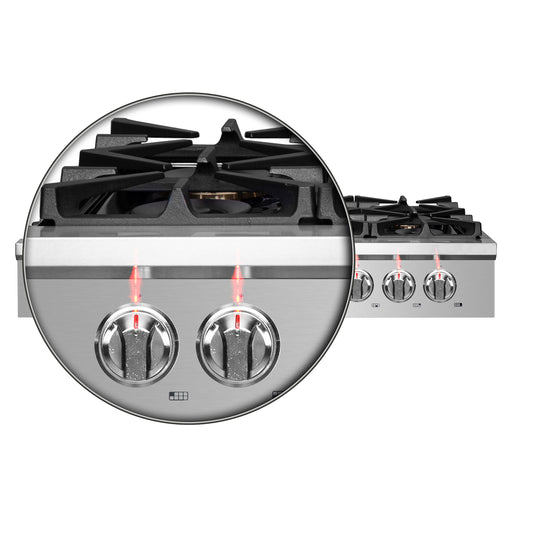 Forno Spezia Alta Qualita 48-Inch Pro-Style Gas Rangetop, Stainless Steel, 6 Sealed Burners, Continuous Cast Iron Grates, High Heat Output