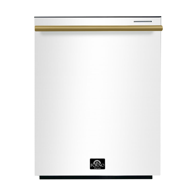 Load image into Gallery viewer, FORNO Premium 4-Piece Kitchen Bundle - Leonardo Espresso 30&quot; White Range, 30&quot; White Range Hood, 31&quot; White Bottom Freezer Refrigerator, 24&quot; White Built-In Dishwasher - FBDL-006-03US
