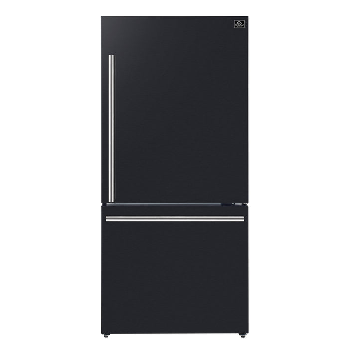 Forno Milano Espresso 31-Inch, Black Bottom Freezer Refrigerator - FFFFD1785-31BLK