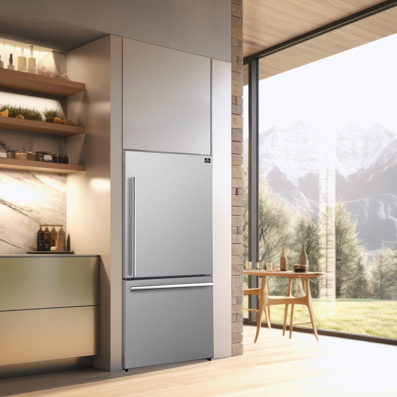 Load image into Gallery viewer, Forno Milano Espresso 31-Inch Bottom Freezer Refrigerator, Stainless Steel, 17.2 cu.ft Capacity, Right Swing Door, Energy Efficient
